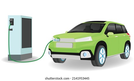Electric Vehicle Suv Green Color Car Stock Vector (Royalty Free ...