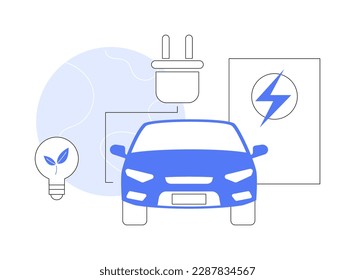 Electric vehicle use abstract concept vector illustration. Zero emission vehicle, urban electromobile service, modern electric car, industrial use, eco-friendly transportation abstract metaphor.