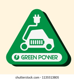 Electric vehicle vector logo, Electric car flat illustration .