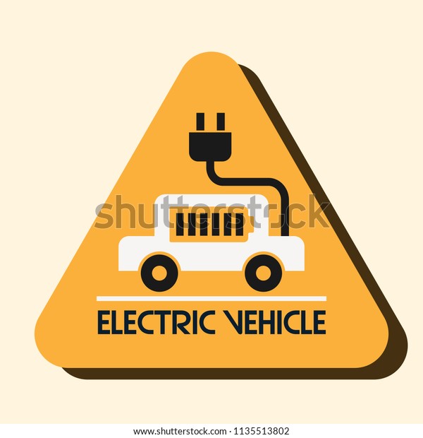 Electric vehicle vector logo, Electric car flat\
illustration .