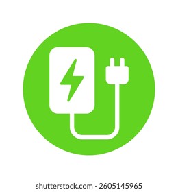 Electric vehicles charging point icon, EV car charge station circle sign, isolated on white background, Vector illustration