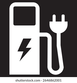 Symbolsatz für Ladepunkte von Elektrofahrzeugen. Symbol für Autoaufladestation. Vektorgrafik
