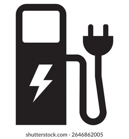 Electric vehicles charging point icon set. Car charging station sign symbol. Vector illustration