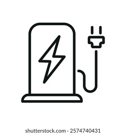 Electric vehicles charging point line icon	