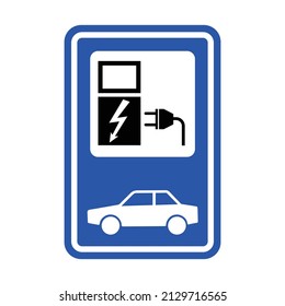 Señalización de la estación de carga de vehículos eléctricos EV en Holanda. Gráfico divisorio EPS 10 aislado en fondo blanco.