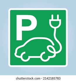 Electric vehicles EV charging station signage in Iceland. Editable EPS 10 vector graphic isolated on white background.