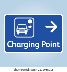 Electric vehicles EV charging station and charge parking signage in the United Kingdom UK. Editable EPS 10 isolated vector graphic