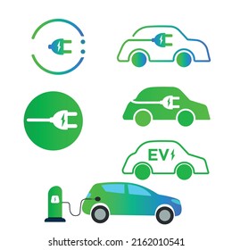 electric vehicles set. Electric vehicles charging point symbol.Eco-friendly hotbird vehicle concept.