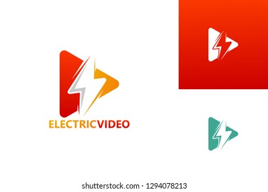 Electric Video Play Logo Template Design Vector, Emblem, Design Concept, Creative Symbol, Icon