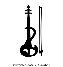 electric violin music instrument icon vector, silhouette.