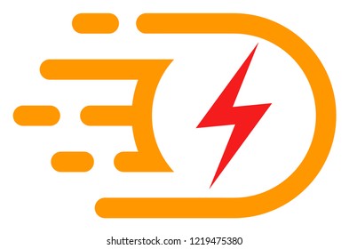 Electric voltage icon with fast speed effect in red and yellow colors. Vector illustration designed for modern abstract with symbols of speed, rush, progress, energy.