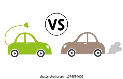 Electric vs gasoline car. Vector illustration