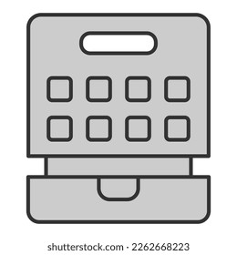 Electric waffle maker for confectionery  - icon, illustration on white background, grey style