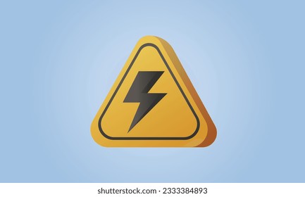 Electric warning sign.on blue background.Vector Design Illustration.
