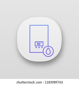 Electric water heater app icon. Heating water. Home boiler. UI/UX user interface. Web or mobile application. Vector isolated illustration