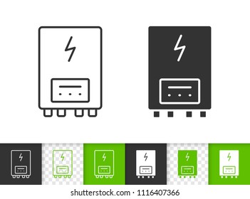 Electric water heater black linear and silhouette icons. Thin line sign of boiler. Climatic equipment outline pictogram isolated on white, color, transparent. Vector Icon Heater simple symbol closeup