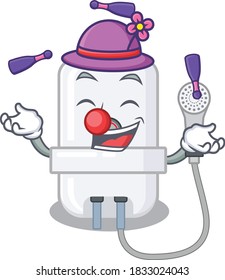 A electric water heater cartoon design style succeed playing juggling