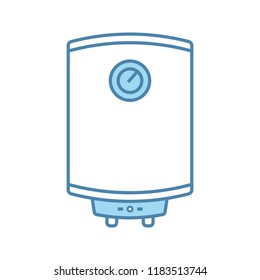 Electric water heater color icon. Heating water. Home boiler. Isolated vector illustration