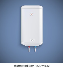 Electric Water Heater On Colored Background. Vector Illustration