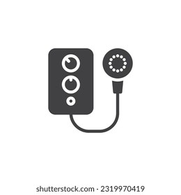 Icono vectorial del calentador de agua eléctrico. signo plano relleno para concepto móvil y diseño web. Icono de glifo de ducha eléctrica. Símbolo, ilustración del logotipo. Gráficos vectoriales