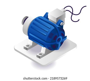 Electric water pump in flat isometric illustration