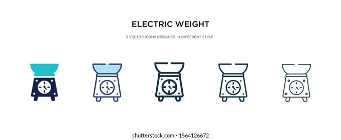 electric weight scale icon in different style vector illustration. two colored and black electric weight scale vector icons designed in filled, outline, line and stroke style can be used for web,