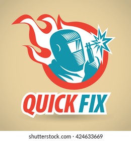 Electric welder, fireball. Construction and repair. Vector illustration.