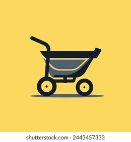 Electric Wheelbarrow Flat Vector Art Construction, Gardening, Tool, Transport, Icon.