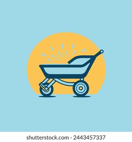 Electric Wheelbarrow Flat Vector Art Construction, Gardening, Tool, Transport, Icon.