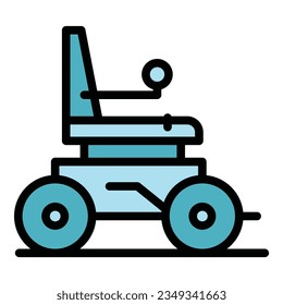Electric wheelchair equipment icon outline vector. Scooter chair. Power drive color flat