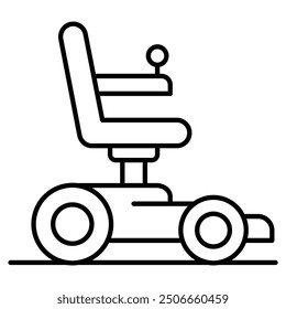 Diseño de icono de silla de ruedas eléctrica. Representa Silla De Ruedas Motorizada, Movilidad Eléctrica, Asistencia De Movilidad, Transporte Accesible. Icono de Vector.