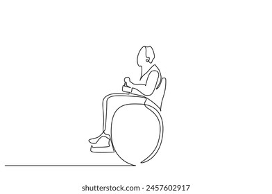 electric wheelchair man patient one line art design vector