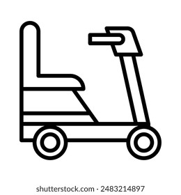 Electric wheelchair scooter icon linear logo mark in black and white