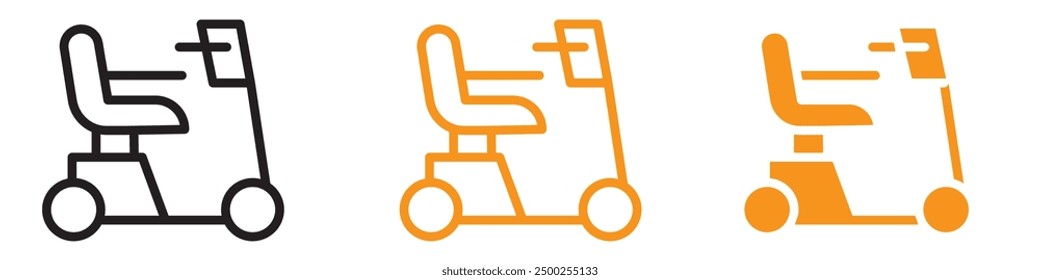 Electric Wheelchair Scooter Icon Set Mobility Device Illustrations for Accessibility Projects