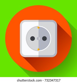 Electric white socket Vector icon Flat style