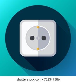 Electric white socket Vector icon Flat style