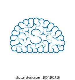 Electric wire cable Brain dark blue color, Business finance concept design with Currency USD (United States Dollars) symbol illustration isolated on white background with copy space, vector eps 10