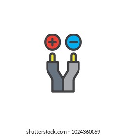 Electric wire filled outline icon, line vector sign, linear colorful pictogram isolated on white. Cable symbol, logo illustration. Pixel perfect vector graphics
