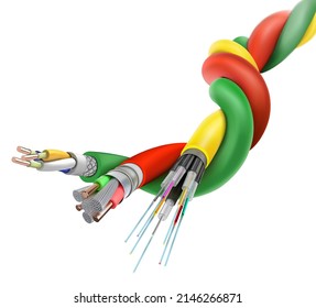 electric wire and internet fiber optic cable isolated