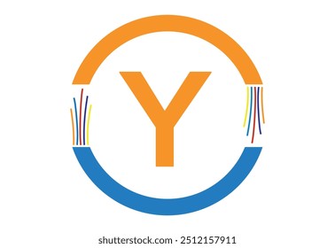Electric wire ,optical fiber cable line icon vector templet with latter Y