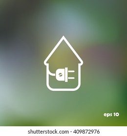 electric wire with plug showing house, vector