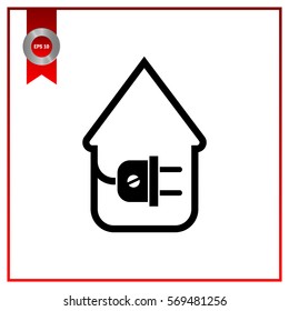 electric wire with plug showing house