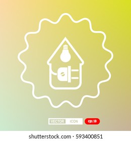 electric wire with plug showing house, icon, vector