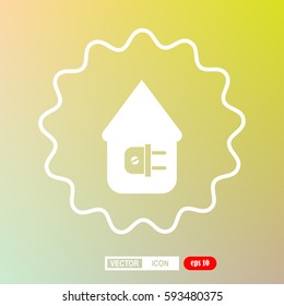 electric wire with plug showing house, icon, vector