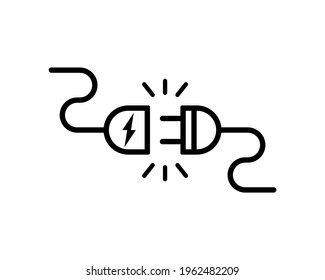 Electric wire with plug and socket icon. Electrical connection symbol isolated on white background Vector EPS 10