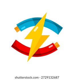 Electric wire with sparkle bolt icon vector design