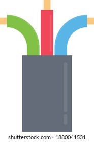 electric wire vector flat colour icon