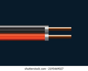 electric wires on an indigo background Copper wires are conductors of urban society. realistic vector illustration.