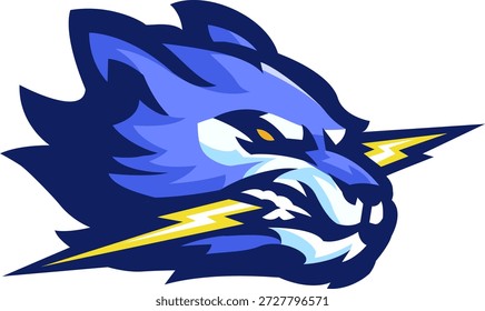 Electric Wolf Head Mascot Logo Vector