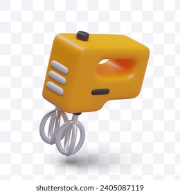 Electric yellow double mixer. Isolated realistic image. Classic kitchen appliances. Device for mixing ingredients. Hand tool. Color template for web design